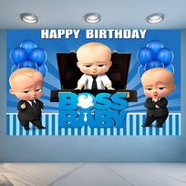 FunnyD B- Boss B-Baby filmo animacinis dekoravimo fonas kambario fotografijos fonas nuotraukų sesijai jubiliejinio renginio dekoravimui 150x100cm blue