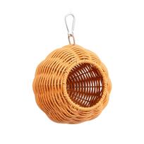 Handwoven Rattan Bird Nest Hanging Cage Suitable for Parrots Cockatiels Budgerigars and Small Birds Indoor Outdoor Use One Size brown