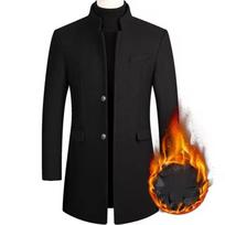 Verslo laisvalaikio paltas vyriškas vienspalvis rudeninis žieminis vilnonis paltas vyrams 4XL juoda