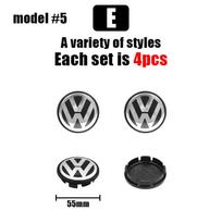 W1284pcs 55mm 65mm ABS For Volkswagen Jetta Taos Passat Touareg Variant Golf Polo Wheel Center Caps Emblem Rims Cover Badge Hub Caps Volkswagen gray