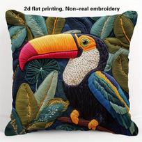 Tukanas Tropinis Pagalvės Užvalkalas 2D Spaudinys Džiunglių Paukštis Pagalvėlės Dėklas Sofa Lovai Sofai Boho Tropiniai Namų Dekoras Dovanos Peach skin 18*18(CM)-1Pcs gray