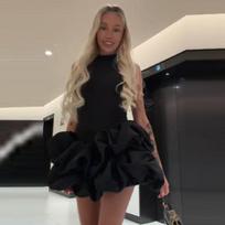 Women's Stylish Puffy Ruffled Hem Vistidos 2026 Elegant Y2k Short Dresses High End Exquisite Robe Shaping Night Party Club Gown M juoda