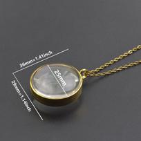 2530Mm Round Glass Locket Pendant Necklaces For Women Men Accessories Long Chain Neck Stainless Steel Necklace Lockets Jewelry 60cm gray