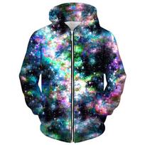 Colorful Sky 3D Printed Zip Up Hoodie Unique Design Pattern Street Hooded Coat 5XL black