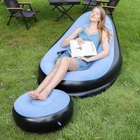 Lazy Couch Sofas Inflatable Chair Foldable Recliner Outdoor Sofa Bed Footstool Portable Folding Air Bed Lunch Lounge Chair Set (light blue,116 88 83cm) šviesiai mėlyna spalva