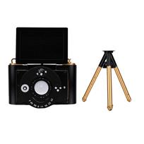 Vintage Camera Decor with Tripod Retro Metal Camera Model Desktop Display Prop for Home Office black