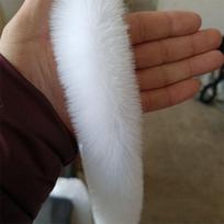 Apykaklė Pūkuota Fluffy Siuvimo Dirbtinio Triušio Kailio 100cm Kailio Juosta Pūkuota Juosta XXS balta