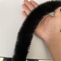 Apykaklė Pūkuota Fluffy Siuvimo Dirbtinio Triušio Kailio 100cm Kailio Juosta Pūkuota Juosta XXS juoda