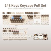 Cute Cat Head BJD Doll Keycap Set - Cartoon Cat Shape PC Mirror Design white