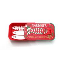 Portable Sardine Tin Jewelry Box 3D Printed Earring Organizer  Christmas Gifts raudona