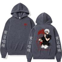 Japan Anime Tokyo Ghoul Hoodies Ken Kaneki Gothic Hoody Retro Sweatshirt Hip Hop Oversized Men Women Casual Streetwear Pullovers M gray