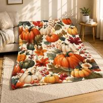 Rudens Moliūgo Koralinio Vilnos Antklodė Sezoninė Rudens Namų Dekoro Prekė 100cm*130cm