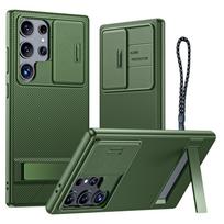 Samsung Galaxy S24 Ultra Kickstand Case with Sliding Camera Protector, Shockproof TPU Cover-Purple žalia
