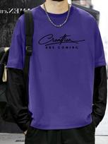 Men & Women Y2K Goth Shirt Emo Alt Cross Graphic Tee - Dark Academia T-Shirt Oversized Baggy Tops XL violetinė