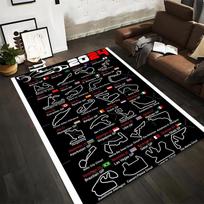 Formula 1 2024 Race Circuits Design Rug Non-slip rug suitable for living room and bedroom sofas. 40x60cm( 15x23in ) gray