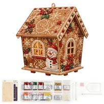 DIY 3D Wooden Gingerbread House Decoration Kit with Faux Pearls – Santa Claus Design beige