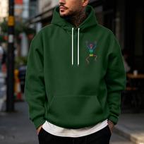 Men's Christmas Print Lined Zip Up Hoodie Sweatshirt XL black