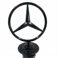 Variklio dangčio grotelių chromuota žvaigždės emblema Logotipas Montuojama žvaigždė Priekinio variklio dangčio apdaila Mercedes Benz Amg W204 W205 W203 W211 W212 W213 W201 W210 juoda