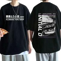 Anime Drift AE86 Initial D Dvipusiai Marškinėliai Apvalia Kakleline Trumpomis Rankovėmis Vasariniai Kasdieniai Unisex R34 Skyline GTR JDM Manga Marškinėliai M raudona