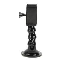 ABS Black Motion Camera Snakelike Flexible Suction Cup Bracket Fixed Mount with Mobile Phone Clip black