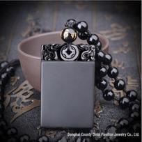 Natūralaus obsidiano ramybės ir saugumo amuletas pakabukas vėrinys vyrams ir moterims Bare Pendant gray