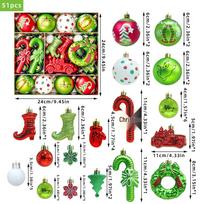 Grinčas Elfas Žalias Plaukuotas Monstras Pušies Kankolys Kalėdų Papuošalas Grinch Elf Theme Christmas Ball Gift Box Set
