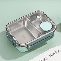 304 nerūdijančio plieno pietų dėžutė su stalo įrankiais suaugusiems ir vaikams, nepralaidi pietų dėžutė, nešiojama grotelių formos „Bento Box“ maisto indeliai gray