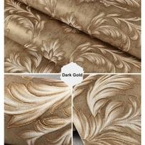 Europietiško stiliaus 3D stereo damasko flokuoti neaustiniai tapetai miegamajam, svetainei, modernus paprastas dekoras, tapetų rulonas 0. 53x2m beige
