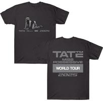 Tate McRae Miss Possessive 2025 Pasaulinio turo marškinėliai Vyrams Moterims Drabužiai Medvilniniai trumpomis rankovėmis T-shirt'ai Vasarinis T-shirt Y2K Viršutiniai drabužiai Gerbėjų dovana M gray