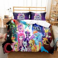 My Little Pony patalynės komplektai Antklodė Quilt Lovos uždangalas Antklodės užvalkalas Pagalvės užvalkalas 2-3 dalių komplektai Vaikams Suaugusiems Namų dekoras EU Single 135x200cm blue