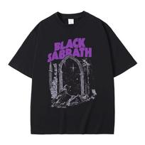 Sunkiojo Metalo Roko Grupė Black Sabbath Grafiniai Marškinėliai Vyrams Moterims Drabužiai Laisvalaikio Medvilniniai Vintažiniai Marškinėliai Madingi Per dideli Marškinėliai S gray