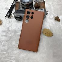 Prabangus originalus odinis dėklas Samsung Galaxy S24 Ultra S23 S22 Ultra S24 Plus Visiškas kameros apsaugos galinis dangtelis su dėžute r Samsung Galaxy S24-1 ruda