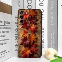 Vintažinis rudens klevo lapų rašto telefono dėklas, skirtas Samsung Galaxy A56 A14 A55 A16 A54 A36 A53 A52 A51 A50 5G, minkštas dėklas Galaxy A40 black