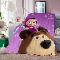 Animacinis Masha ir lokys Antklodė Šilta ir minkšta Tinka miegamajam Svetainei Sofa-lova Biurui Kelionėms Stovyklavimui 180x230cm
