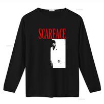 Scarface Tony Montana Mens T Shirt Vintage Movie Poster Design by Pacino Black Gangster Style vintage Washed Casual Soft 3XL red