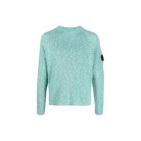 Stone Island Crew Neck Logo Patch Ribbed Knit Sweater Men sweater Blue 78195121RV0042 S white