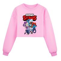 4093 Mergaitės Brawl Stars Spausdinta Laisvalaikio Ilgomis Rankovėmis Trumpo Stiliaus Palaidinė 130cm rožinė