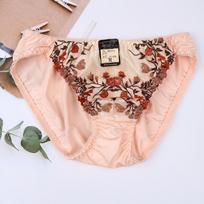 Clearance: Japanese Style Lace Triangle Thongs - Sexy Low-Waist Embroidered Women's Underwear XL (125-135 jin) oranžinė