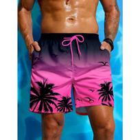 Manfinity Swimmode Vyriški paplūdimio šortai su palmių lapų raštu M pink