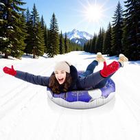 120cm Thickened Cold-Resistant Snow Tube, Durable High-Quality PVC Ski Ring for Adults Inflatable Ski Ring mėlyna/kava