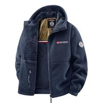 Žieminis vilnos švarkas vidutinio amžiaus ir vyresnio amžiaus vyrams - Šilti sportiniai drabužiai, norvegiško stiliaus 2XL tamsiai mėlyna spalva