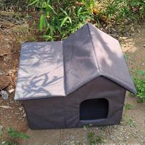 KEMORELA Deluxe Cozy Waterproof Cat House Outdoor Warm Pet Shelter Removable Washable Design for All Seasons pilka spalva