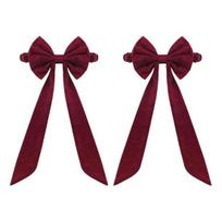 Kalėdinės bordo spalvos aksominės kėdžių juostos 11,8  x 29,5  Kėdžių peteliškės nugarai Kalėdiniam banketui Namų vestuvių renginiui Šventės dekoracija 2pcs black