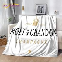 Šampano M-Moet & Chandon minkštas pliušinis pledas, flanelinis pledas, mesti pledas svetainei, miegamajam, lovai, sofai, iškylai, biurui 75x90cm gray