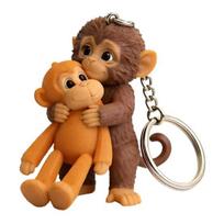3D Monkey Keychain Cute Monkey Holding Plush Toy Keychain Decoration for Backpack Purse Bag Accessories B brown