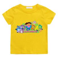 100% Cotton Dora Cartoon Print Kids T-shirt 2-12 Years Boys Girls Fashion Short Sleeve Casual Summer Tops Anime T-shirt Graphic T-shirt Fun T-shirt 140 geltona