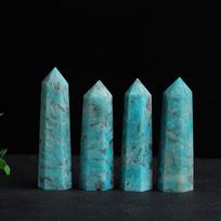 Natural Polished Amazonite Hexagonal Crystal Point Ornament 5-6 cm blue