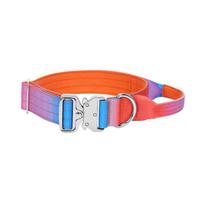 Fashion Gradient Tactical Dog Collar Heavy Duty Wider Explosion-proof Adjustable Nylon Collar for Medium Large Dog Hundehalsband (Orange,M) oranžinė