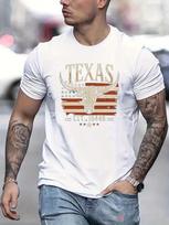 Texas Graphic Mens Short Sleeve Tshirt Comfy Stretchy Trendy Tees For Summer Casual Daily Style Fashion Clothing XL gray