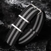 Aukščiausios kokybės briaunota nailoninė laikrodžio apyrankė 18mm 19mm 20mm 22mm Omega kariniam, laisvalaikio laikrodžiui, Seiko armijos sportiniam pakeitimo dirželiui 18mm juoda pilka spalva